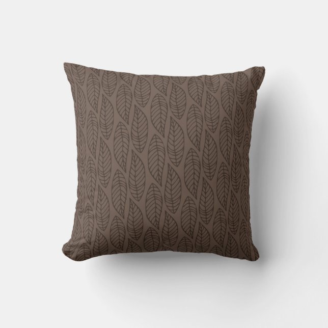 Blatt-Muster No.1 - Farbe Brown Kissen (Vorderseite)
