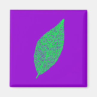 Blatt-Skelett-Linienkunst lila und grün Magnet