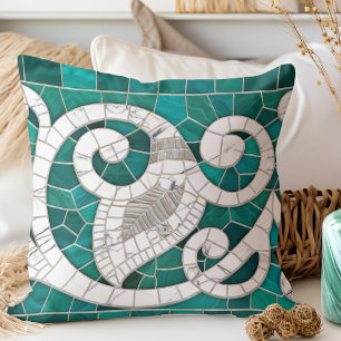 Blatt- und Wirbel-Marmor-Mosaik-Kunst - Kissen