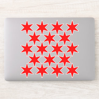 Blatt von 18 RotChicago Flaggen Vinyl Stickers Aufkleber