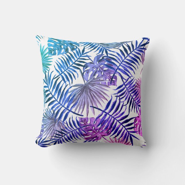 Blattdesign Moderne Kissen blau und lila (Vorderseite)