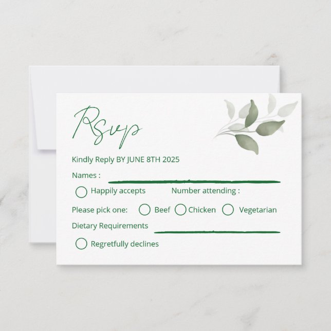 Blattdetails RSVP Karte (Vorderseite)