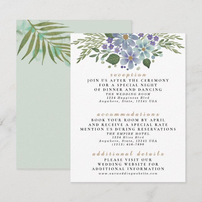 Blätter 04d Hochzeitskarte für Wasserfarben Begleitkarte (Vorne/Hinten)