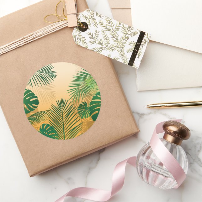 BLÄTTER 4 RUNDER AUFKLEBER (Schenken)