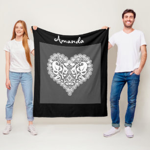 Blätter am roten Spitzen Blumenkohl Valentinstag Fleecedecke