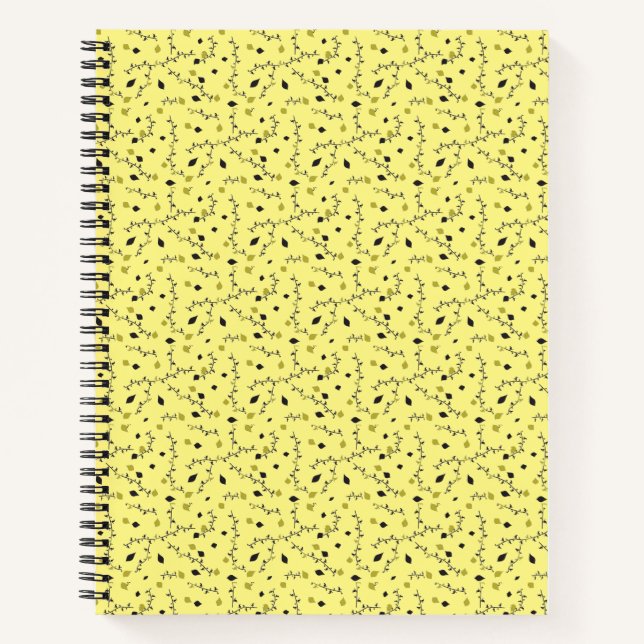 Blätter art green fashion Gelb Notebook Notizbuch (Vorderseite)