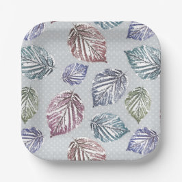 Blätter auf hellgrauem Hintergrund öffnen Pappteller