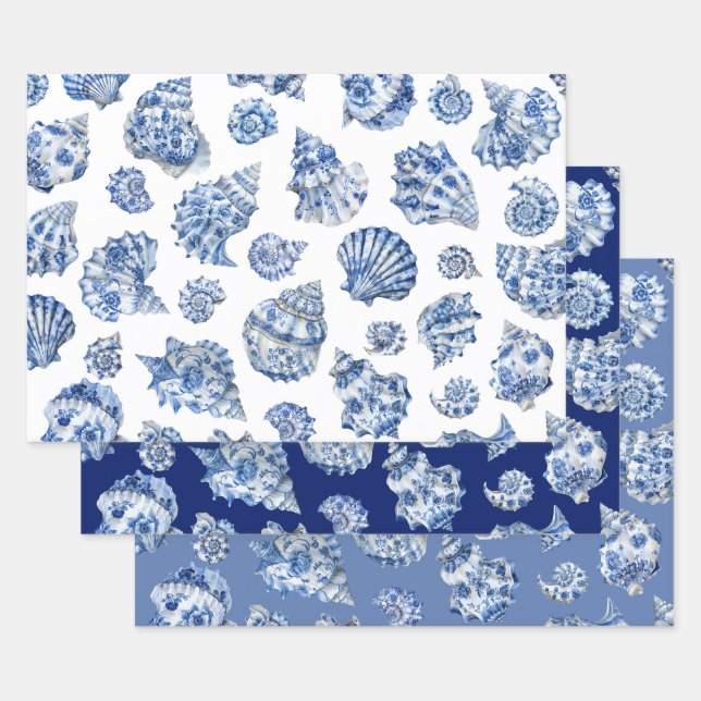 Blätter aus blauem Muscheln (Set)