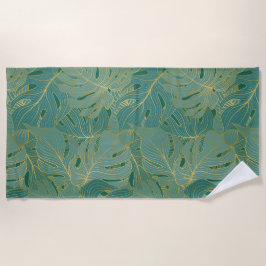 Blätter aus der grünen und goldenen Palme Strandtuch
