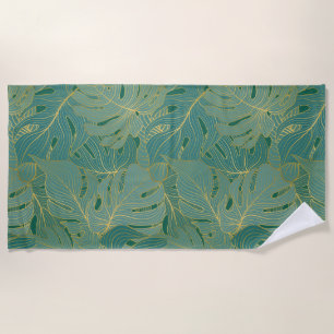 Blätter aus der grünen und goldenen Palme Strandtuch
