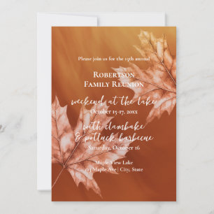 Blätter aus gebranntem orangefarbenem Ahorn fallen Einladung