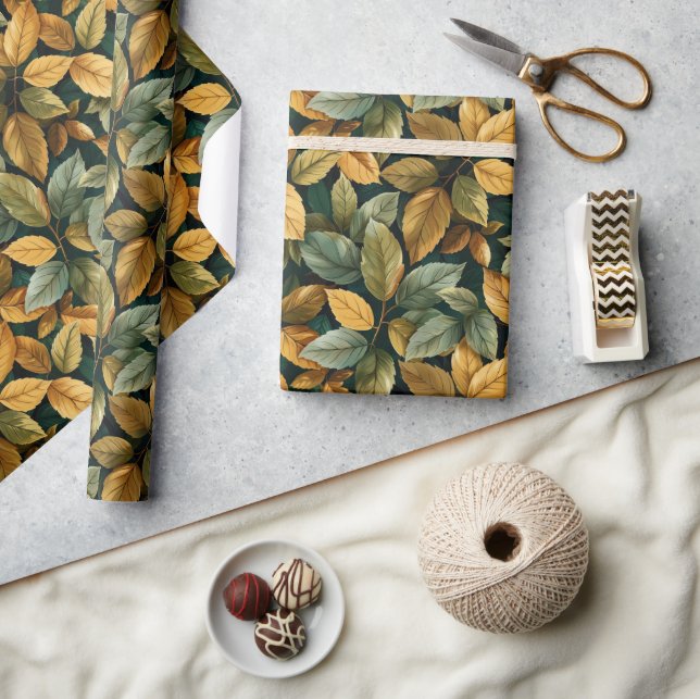 Blätter aus gelblich orangefarbenem Kupfer Geschenkpapier (Kunsthandwerk)