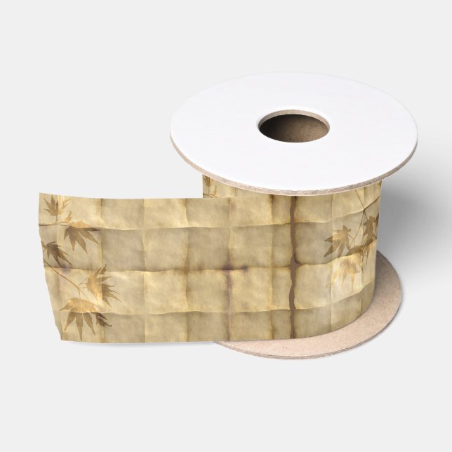 Blätter aus Gold auf Pergamentpapier elegant Satinband (Spule)