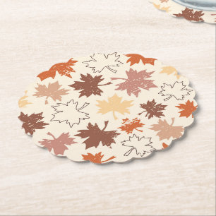Blätter aus Herbst, Rotbraun, beige Fall Untersetzer