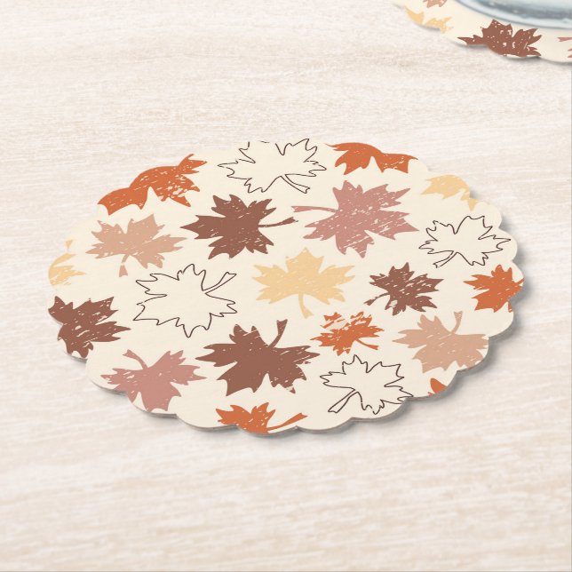 Blätter aus Herbst, Rotbraun, beige Fall Untersetzer (angewinkelt)