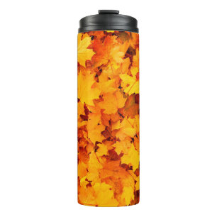 Blätter aus Herbstblättern Thermosbecher