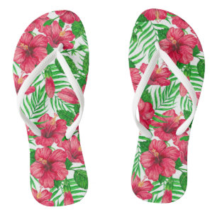Blätter aus Hibiskus und Palme Flip Flops