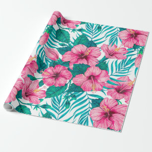Blätter aus Hibiskus und Palme Geschenkpapier