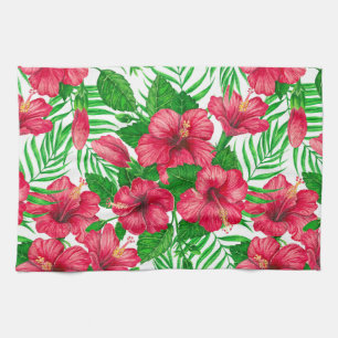 Blätter aus Hibiskus und Palme Geschirrtuch