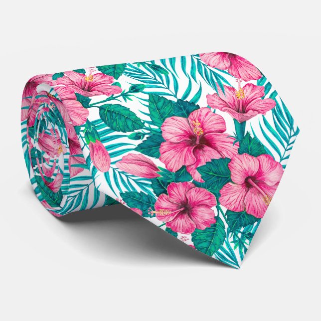 Blätter aus Hibiskus und Palme Krawatte (Gerollt)