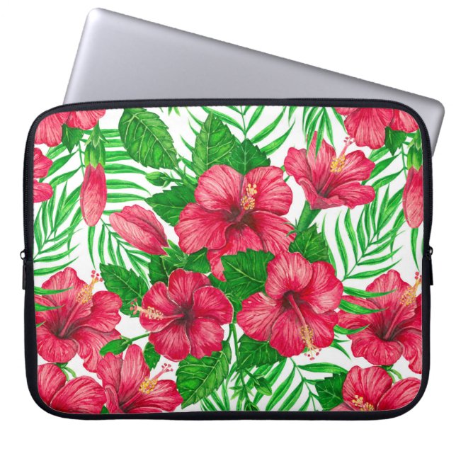 Blätter aus Hibiskus und Palme Laptopschutzhülle (Vorderseite)
