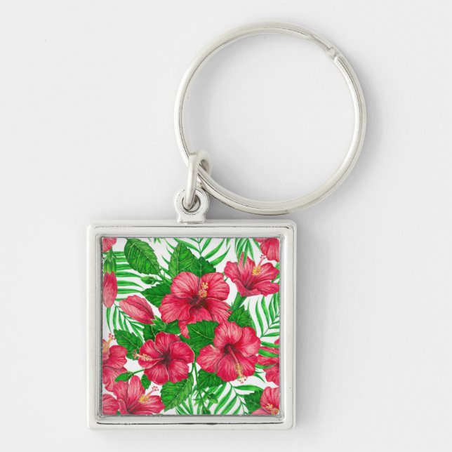 Blätter aus Hibiskus und Palme Schlüsselanhänger (Vorne)
