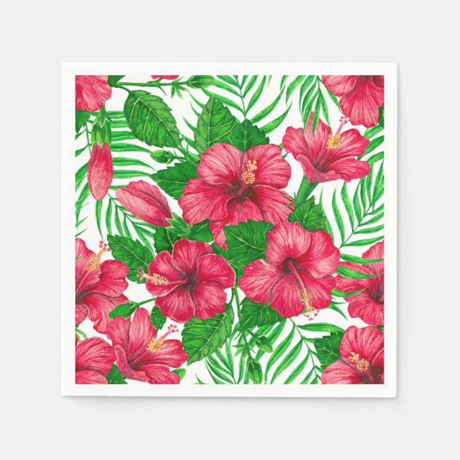 Blätter aus Hibiskus und Palme Serviette (Vorderseite)