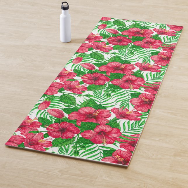 Blätter aus Hibiskus und Palme Yogamatte (Beispiel)