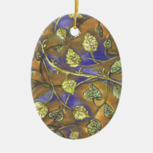 Blätter aus Himbeeren Oval Ornament