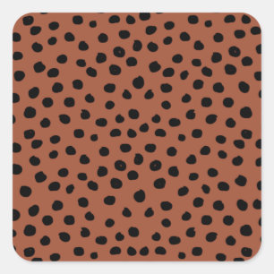 Blätter aus Leopard Rost Terracotta Cheetah Spots Quadratischer Aufkleber