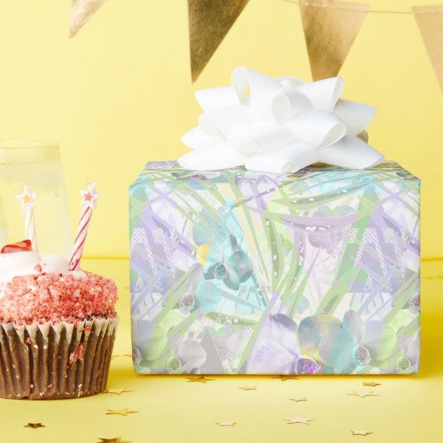Blätter aus Orchideen und Palmen, tropisch Geschenkpapier (Geburtstagsparty)
