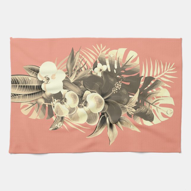 Blätter aus orchiden Palmen, tropisch, hawaiisch Geschirrtuch (Horizontal)