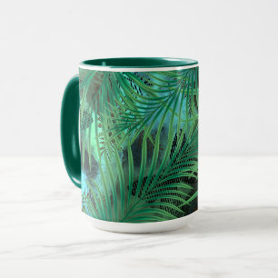 Blätter aus Palm, grün, tropisch Tasse