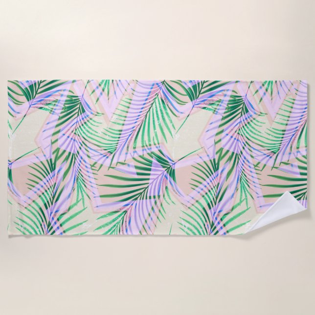 Blätter aus Palmen, blumenreich, botanisch, bunt Strandtuch (Vorderseite)