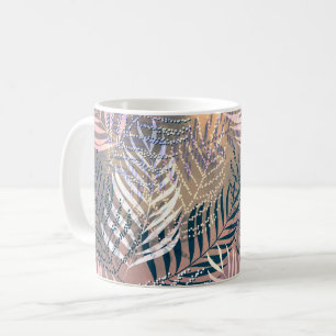 Blätter aus Palmen, tropisch, botanisch, Blätter, Kaffeetasse