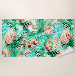 Blätter aus Palmen, tropisch, botanisch, bunt Strandtuch