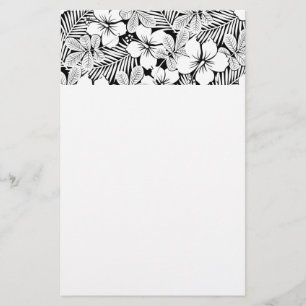 Blätter aus weißem Hibiskus und Palmen Briefpapier