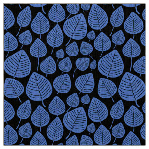 Blätter - Baby Blue on Black Stoff
