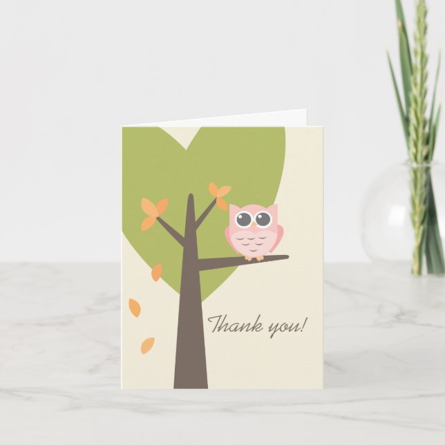 Blätter Bäume Pink Owl Herbstdusche Danke (Vorderseite)