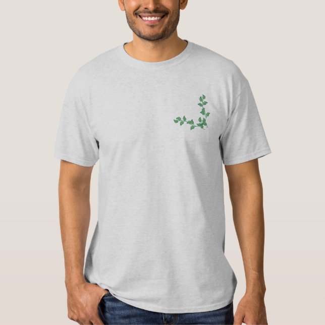 Blätter Besticktes T-Shirt (Vorderseite)