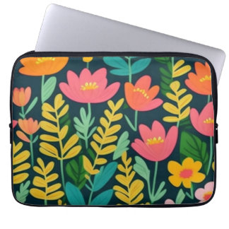 Blätter Blume farbenfrohe Gestaltung Laptopschutzhülle