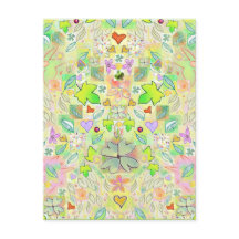 Blätter, Blume, Herzen, Lucky Clovers Postkarte