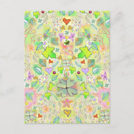 Blätter, Blume, Herzen, Lucky Clovers Postkarte