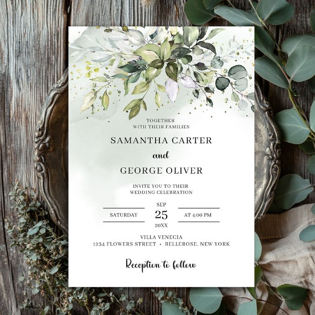 Blätter boho eucalyptus personalzied einladung (Greenery leaves boho eucalyptus personalized invitation)