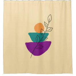 Blätter Boho-Illustration Duschvorhang