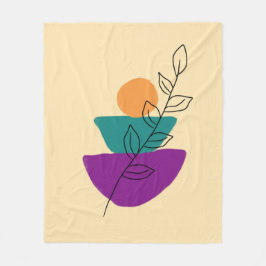 Blätter Boho-Illustration Fleecedecke