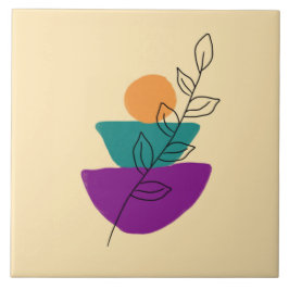 Blätter Boho-Illustration Fliese