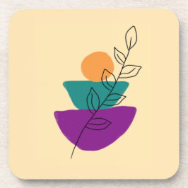 Blätter Boho-Illustration Getränkeuntersetzer