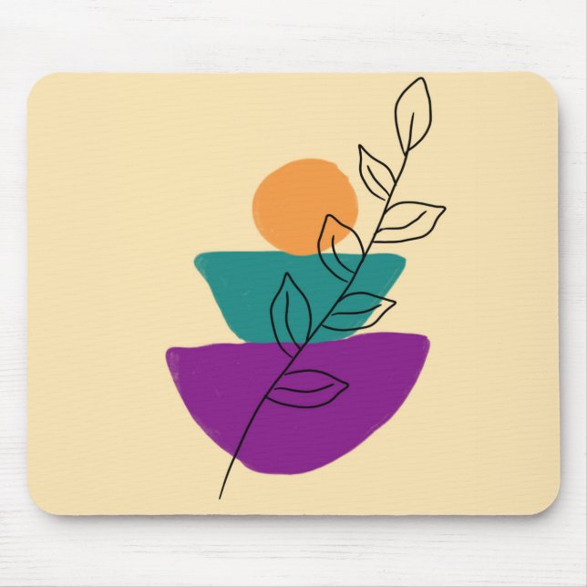 Blätter Boho-Illustration Mousepad (Vorne)