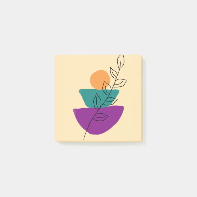 Blätter Boho-Illustration Post-it Klebezettel (Vorderseite)